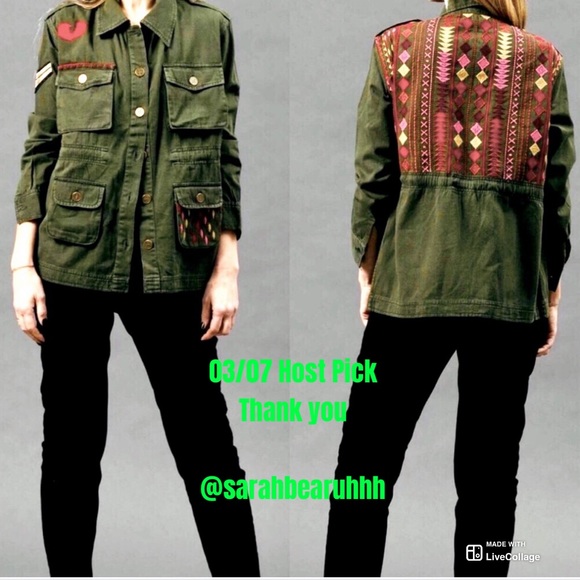 Summer of Love Army jacket sz Medium & Small Petite New! - Picture 2 of 15